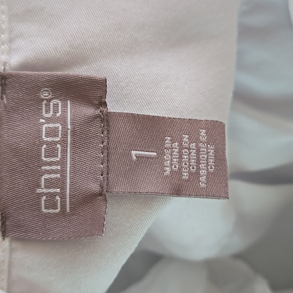 Chico's White Sleeveless Blouse with Ruffle Trim – Size 1 (Medium) - Picture 6 of 7